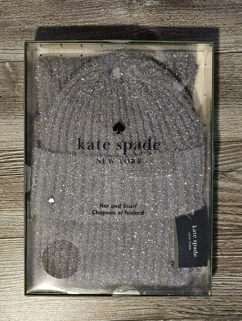 kate spade Silver Glitter Hat And Scarf Set